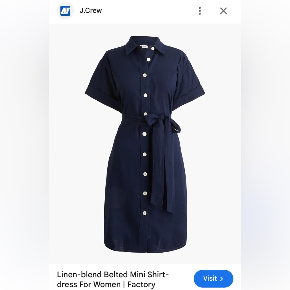 J. Crew Factory Dark Blue Mini Shirt Dress